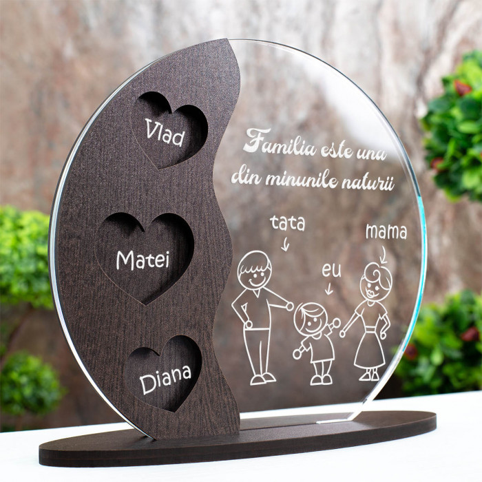 Trofeu Parinti, Familia mea, Cadou personalizat Semiluna