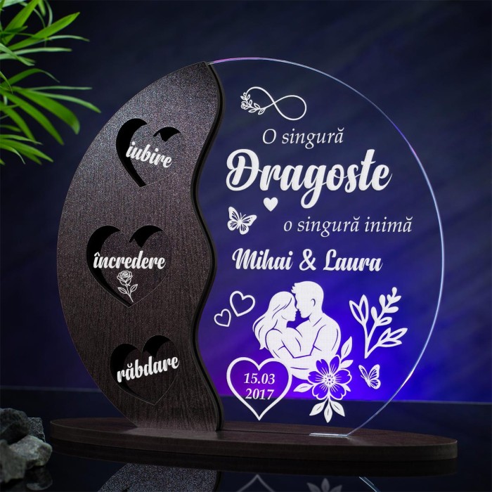 Trofeu Cuplu, O singura dragoste, Cadou personalizat Semiluna