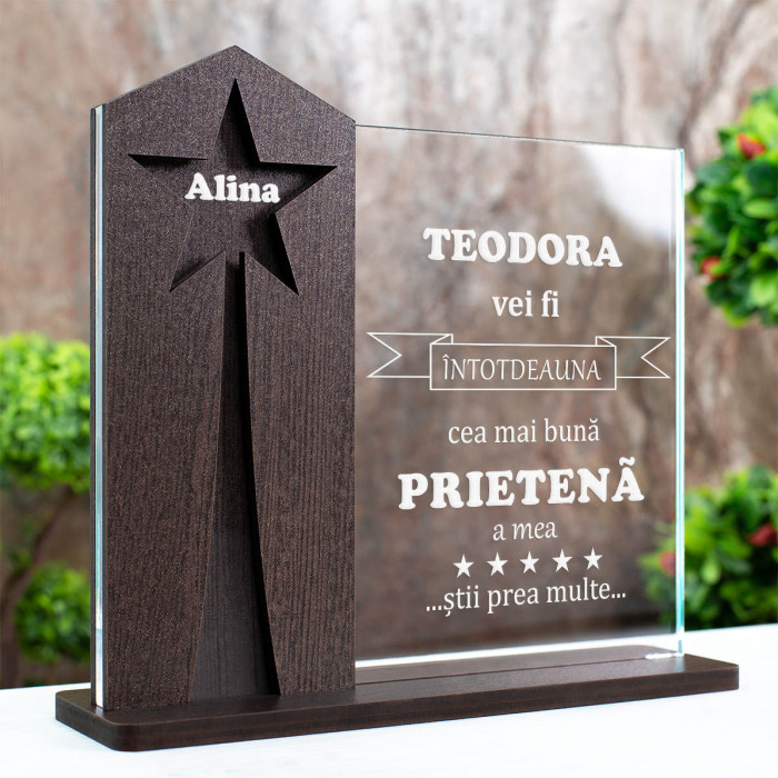 Trofeu Prietenie, Cea mai buna prietena, Cadou personalizat Astru