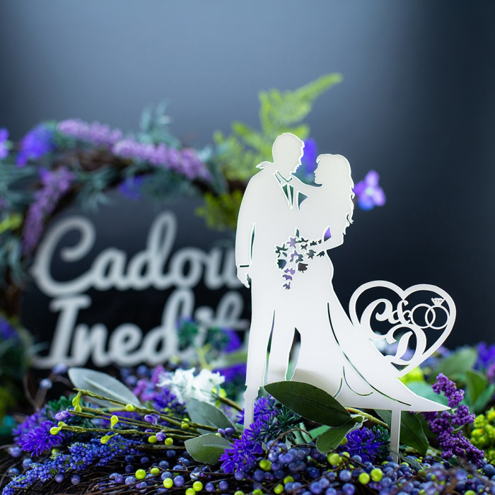Accesorii nunta - Topper nunta Miri + Initiale Cadou personalizat