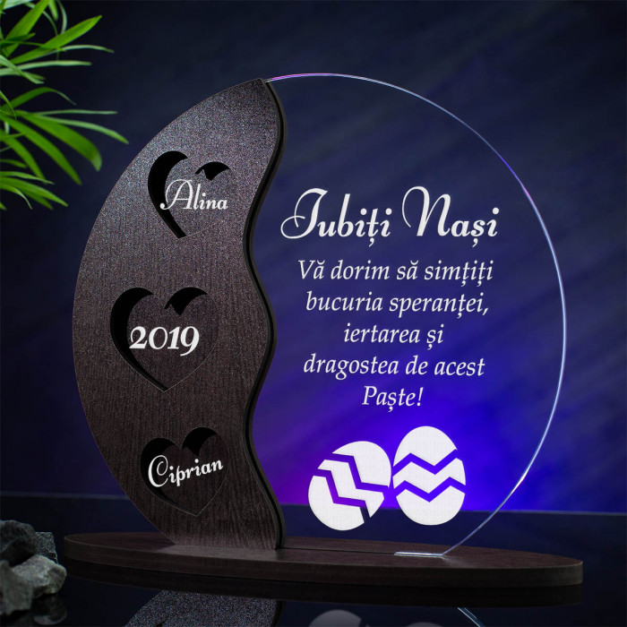 Trofeu Paste, Iubiti nasi, Cadou personalizat Semiluna