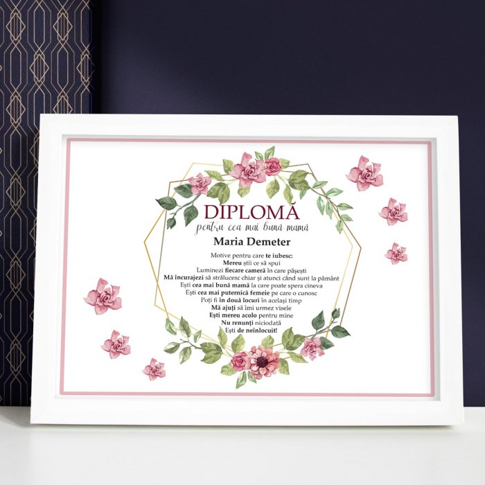 Diploma Mama, Cea mai puternica femeie, Cadou personalizat