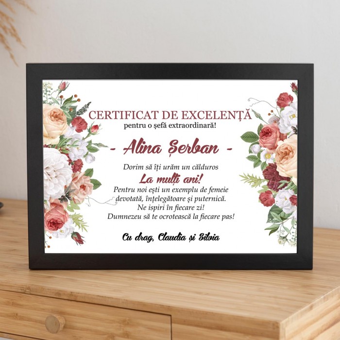 Diploma Apreciere, Exemplu de femeie, Cadou personalizat