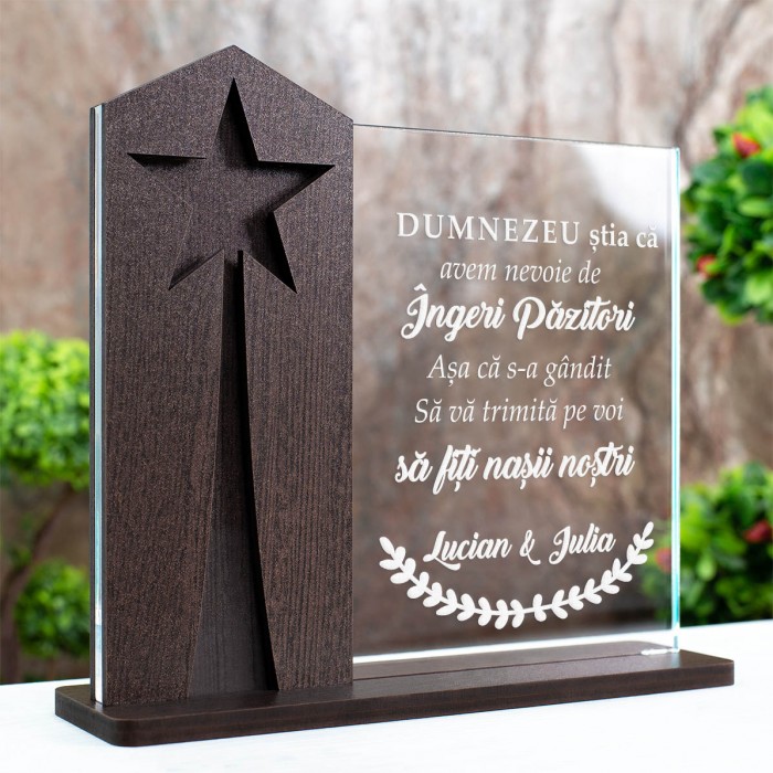 Trofeu Nasii nostri, Ingeri pazitori, Cadou personalizat Astru