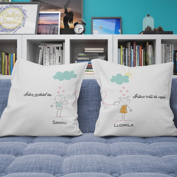 Cadou personalizat Perne Personalizate  - Iubesc zambetul , Iubesc Ochii tai