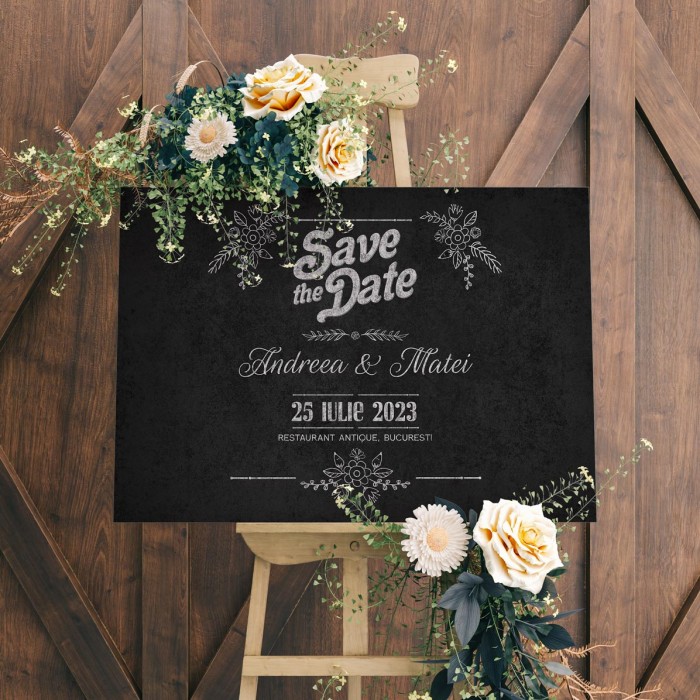 Placuta Save the date, Elegant Vintage, Accesorii personalizate sedinta foto nunta