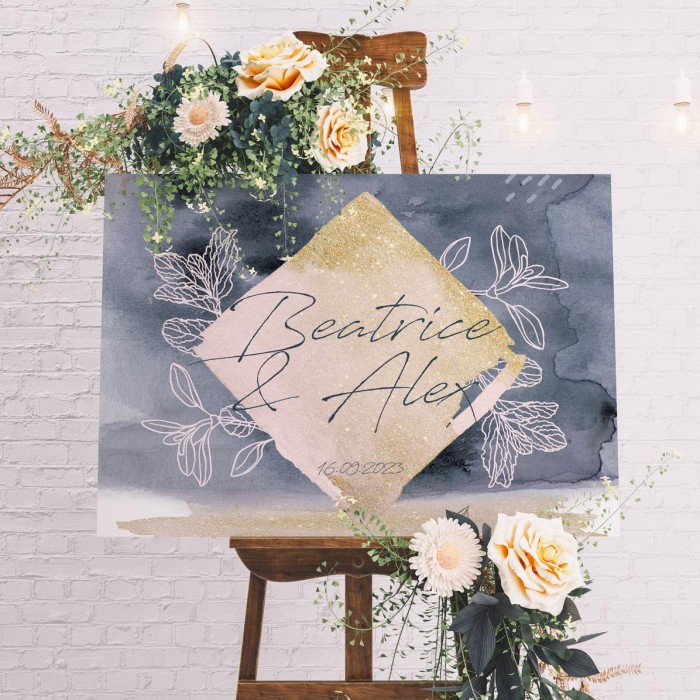 Pancarta Invitati Nunta, Golden, Accesorii nunta personalizate