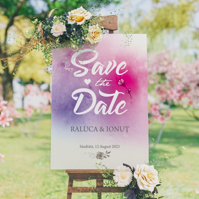 Pancarta Save the date, Viata in culori, Accesorii personalizate sedinta foto