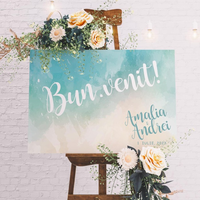 Pancarta personalizata Bine ati venit, Nisip, Accesorii nunta personalizate