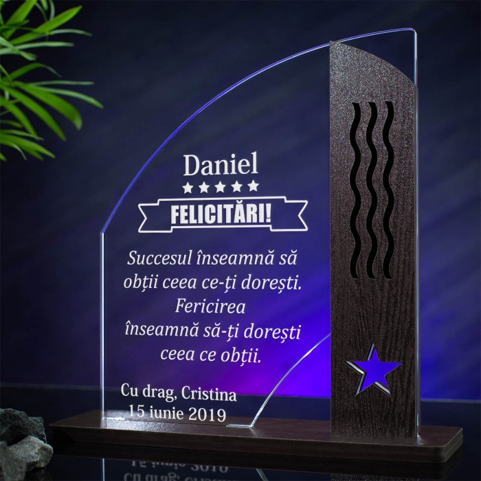 Trofeu Felicitari, Ai atins succesul, Cadou personalizat  Doric 