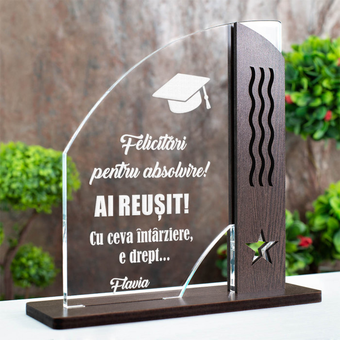 Trofeu Reusita scolara, Felicitari pentru absolvire, Cadou personalizat Doric
