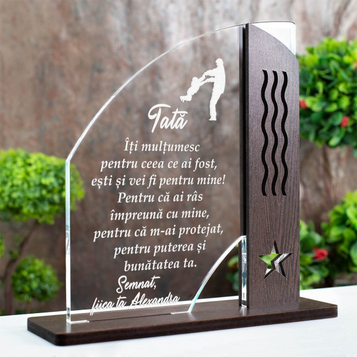 Trofeu Tata extraordinar, Fiica recunoscatoare, Cadou personalizat Doric