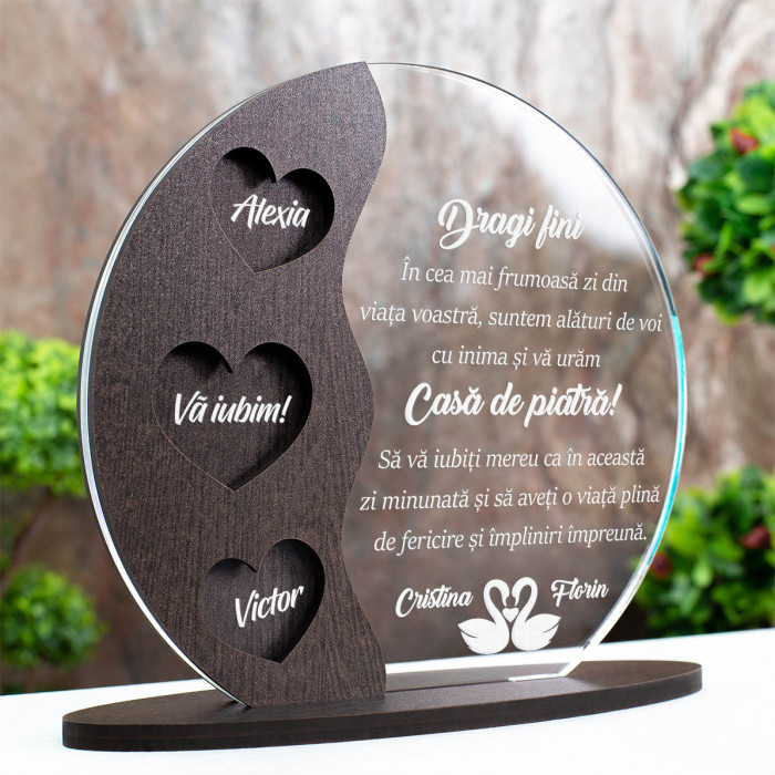 Trofeu Pentru fini, Casa de piatra, Cadou personalizat Semiluna