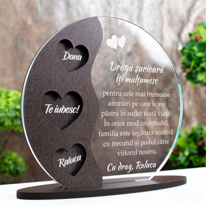 Trofeu Sora, Familie, Amintirile raman in suflet, Cadou personalizat Semiluna