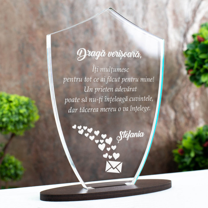 Trofeu Verisoara, Scrisoare de multumire, Cadou personalizat Scut