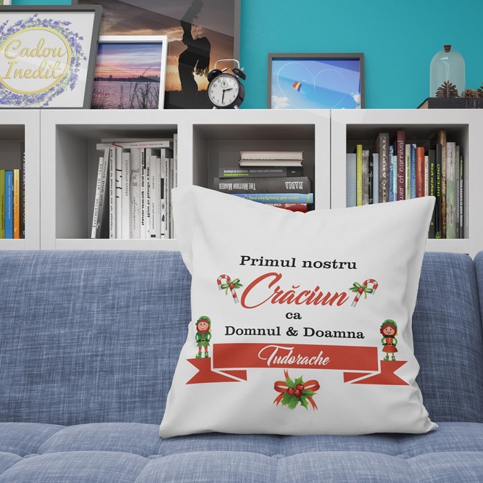 Cadou personalizat Perna Personalizata - Primul nostru Craciun casatoriti
