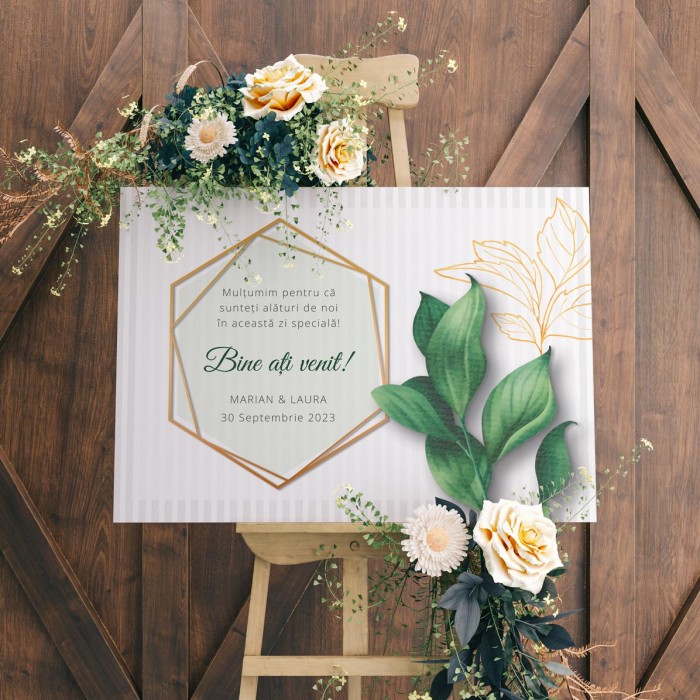 Placuta Bine ati venit, Simplu și Elegant, Accesorii nunta personalizate