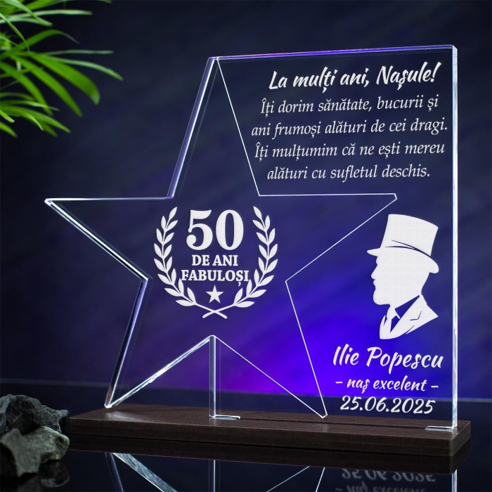 Trofeu Ziua de nastere, Nasul este ca un parinte, Cadou personalizat Stea
