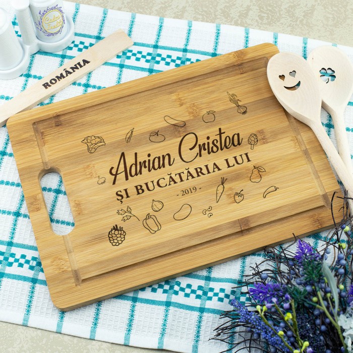 Tocator personalizat Bucatari, Bucataria mea, Cadou personalizat Bambus