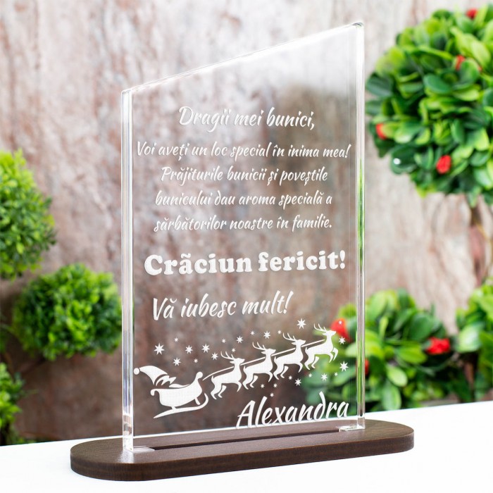 Trofeu Craciun cu bunici, Cel mai frumos sentiment, Cadou personalizat Ascend