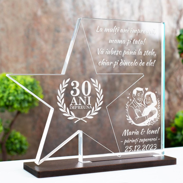 Trofeu Nunta de perle, Parinti supereroi, Cadou personalizat Stea