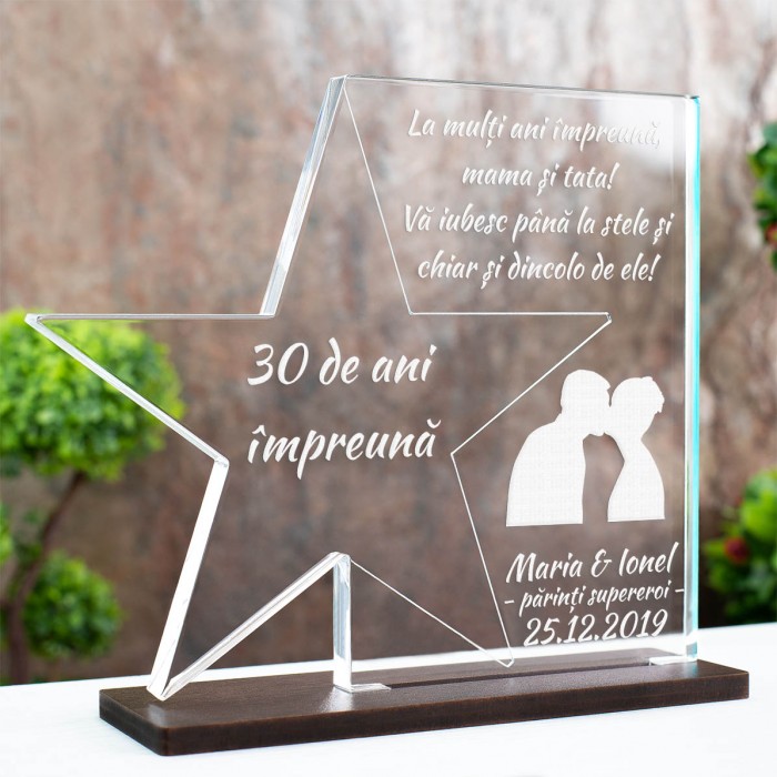 Trofeu Nunta de perle, Parinti supereroi, Cadou personalizat Stea