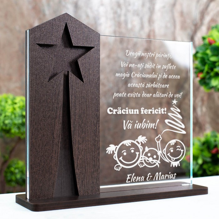 Trofeu Magia Craciunului, Impreuna de sarbatori, Cadou personalizat Astru
