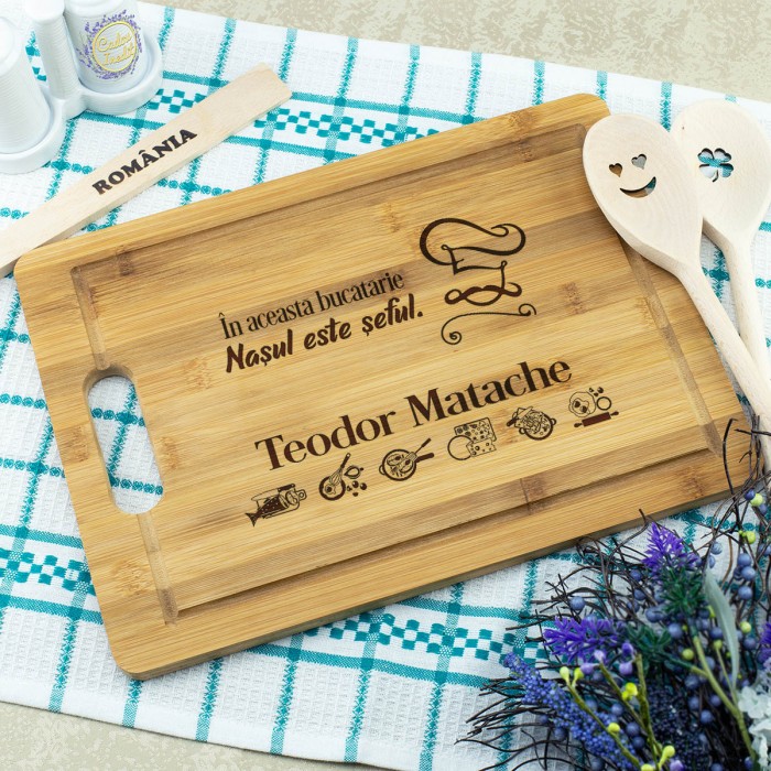 Tocator personalizat Nasi, Nasul este seful, Cadou personalizat Bambus