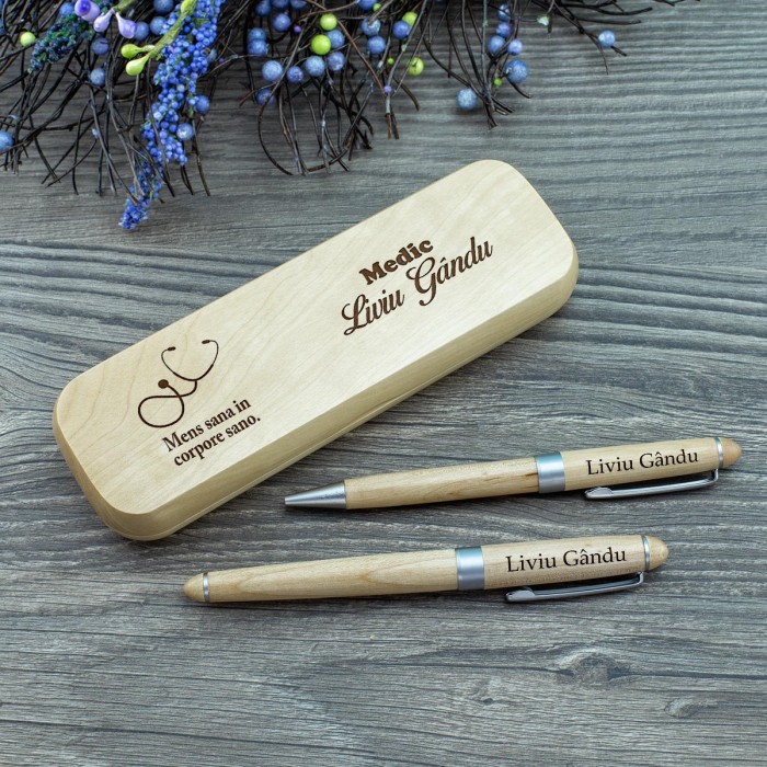 Set de scris Medic, Mens sana, Cadou personalizat Roller