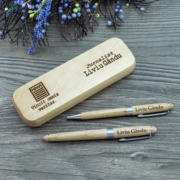 Set de scris Jurnalist, Vincit omnia veritas, Cadou personalizat Roller