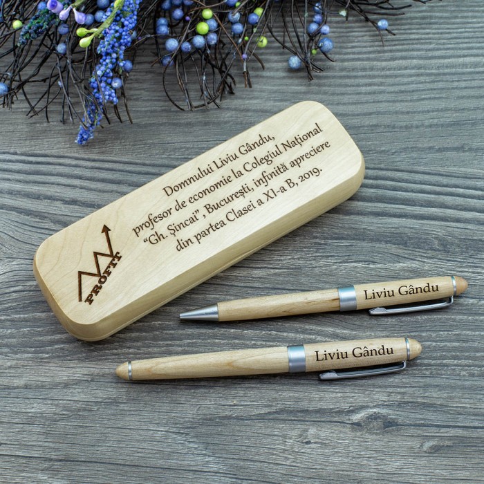 Set de scris Profesor economie, Infinita apreciere, Cadou personalizat Roller