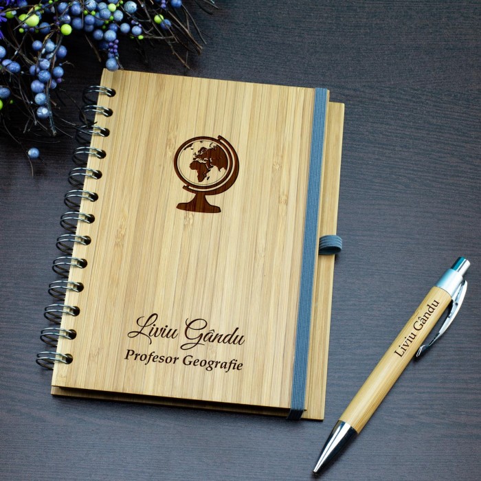 Agenda personalizata Profesor geografie, Glob geografic, Cadou personalizat