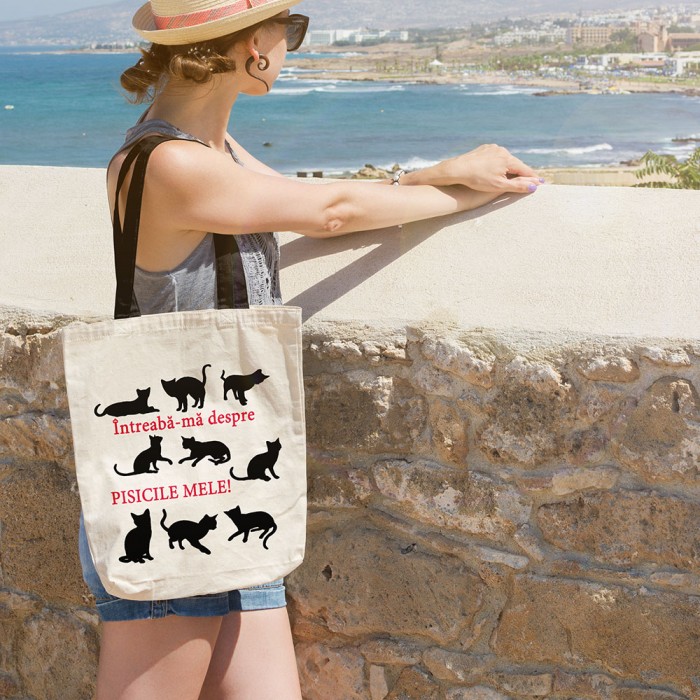 Cadou Personalizat Geanta Canvas Tote Bag - Intreaba-ma despre