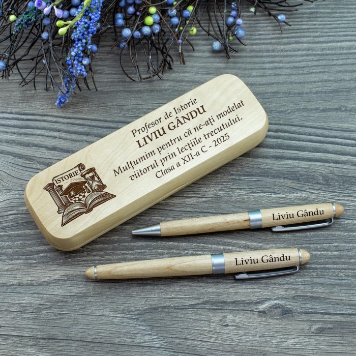 Set-de-scris-Profesor-de-istorie,-Pasiune-si-dedicare,-Cadou-personalizat-Roller