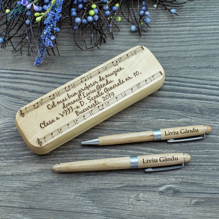 Set de scris Profesor de muzica, Note muzicale, Cadou personalizat Roller
