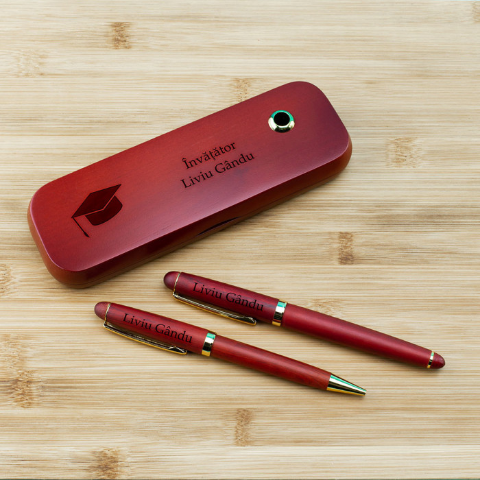 Set de scris Invatator, Educatia e cea mai importanta, Cadou personalizat Stilou