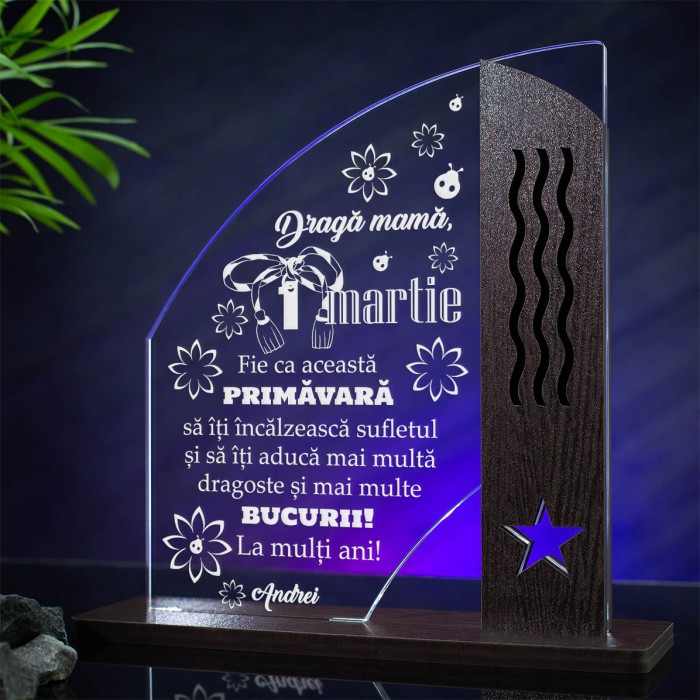 Trofeu 1 Martie,  O primavara fericita, Cadou personalizat Doric