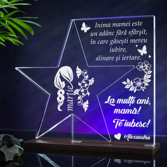 Trofeu 8 Martie, Inima mamei, un adanc abis, Cadou personalizat Stea