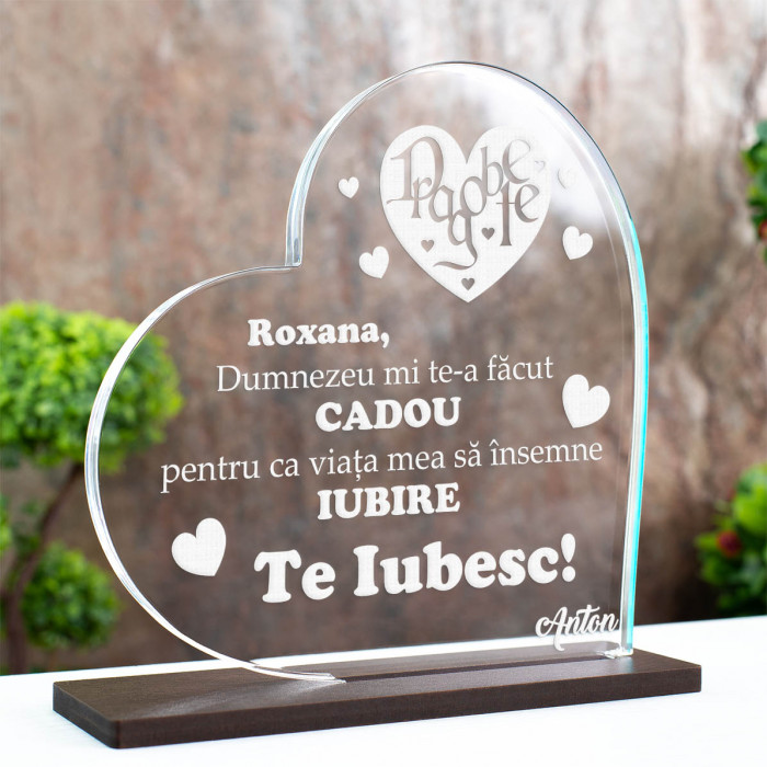 Trofeu Dragobete, Viata inseamna iubire, Cadou personalizat Inima