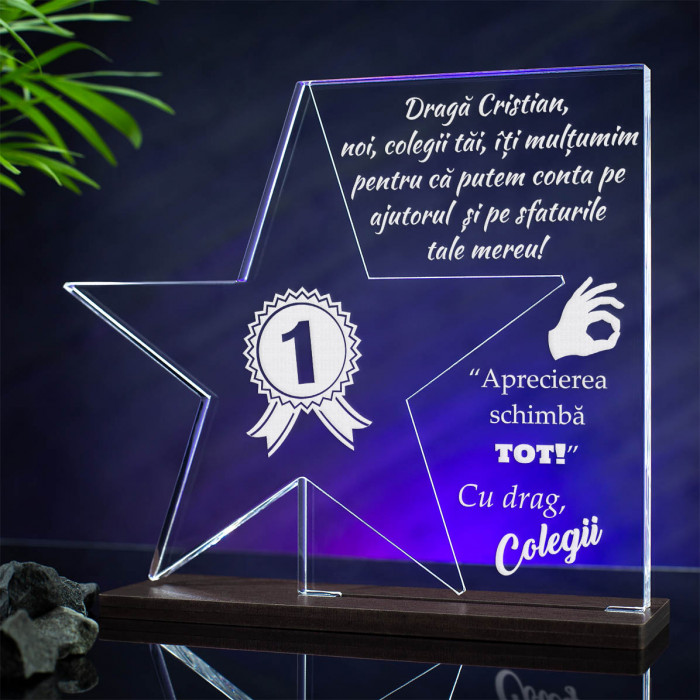 Trofeu Colegi, Aprecierea schimba tot, Cadou personalizat Stea