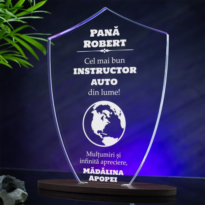 Trofeu Profesionisti, Cel mai bun instructor auto, Cadou personalizat Scut