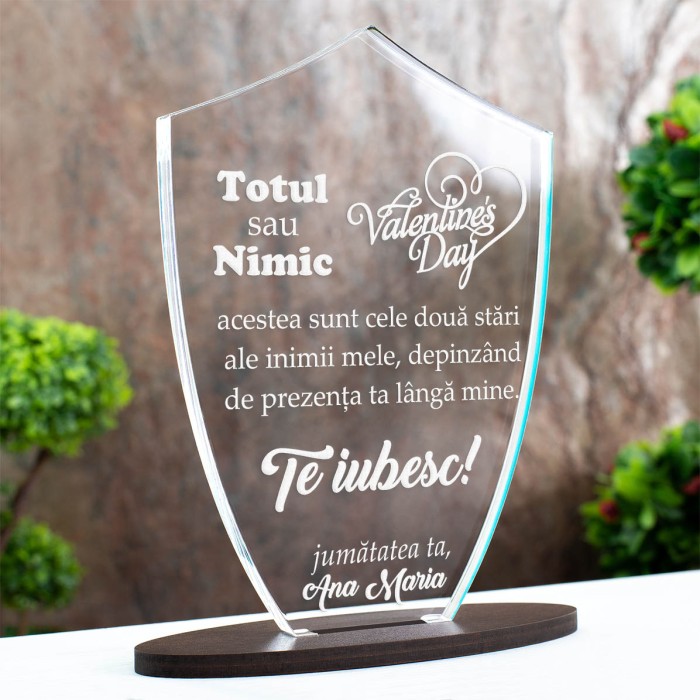 Trofeu Valentine's Day, Totul sau nimic, Cadou personalizat Scut