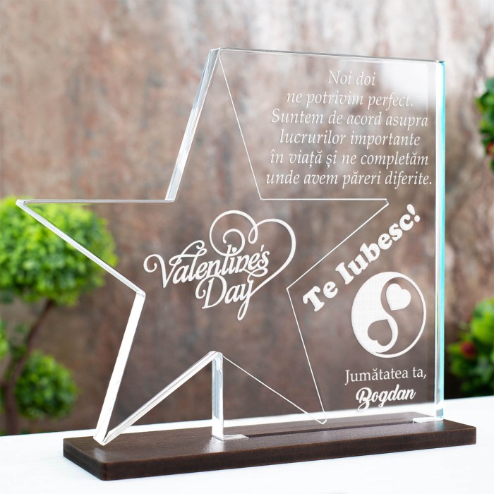 Trofeu Valentine's Day, Noi ne potrivim, Cadou personalizat Stea