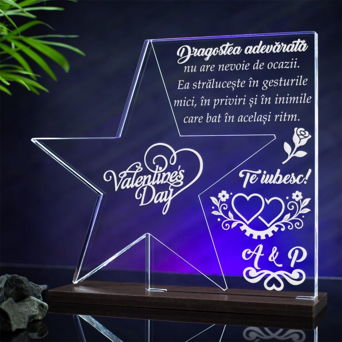 Trofeu Valentine's Day, Indragostiti, Cadou personalizat Stea