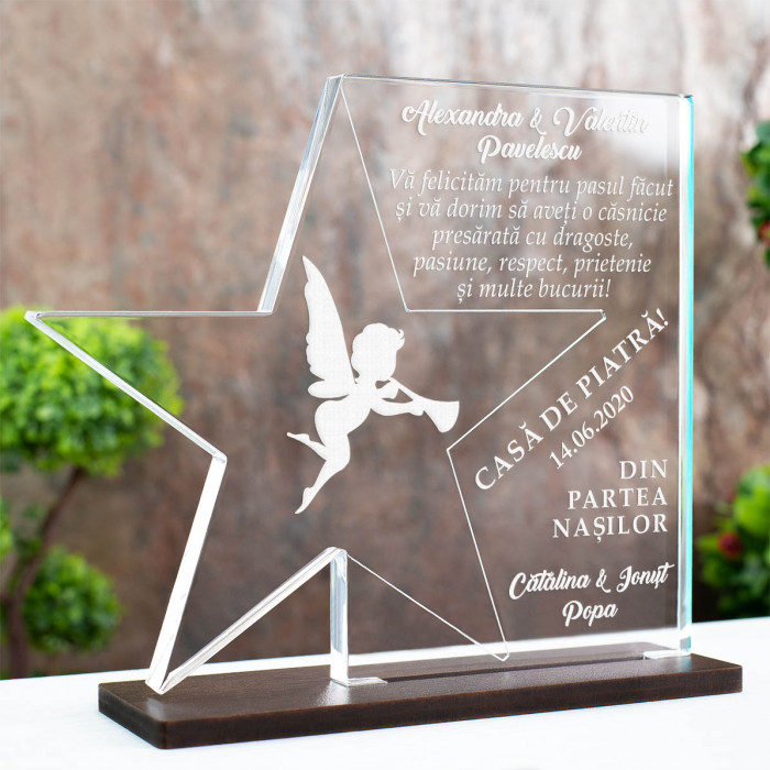 Trofeu Felicitari pentru miri, Dragoste, respect, fericire, Cadou personalizat Stea