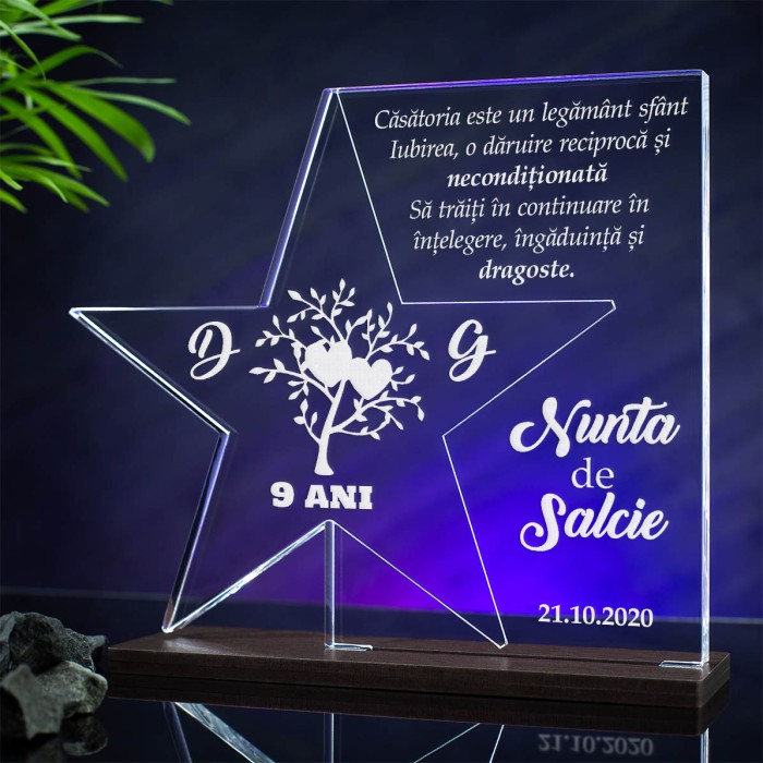 Trofeu Nunta de salcie, Casatoria, un legamant sfant, Cadou personalizat Stea