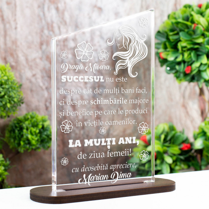 Trofeu Ziua Femeii, Femeie de succes, Cadou personalizat Ascend