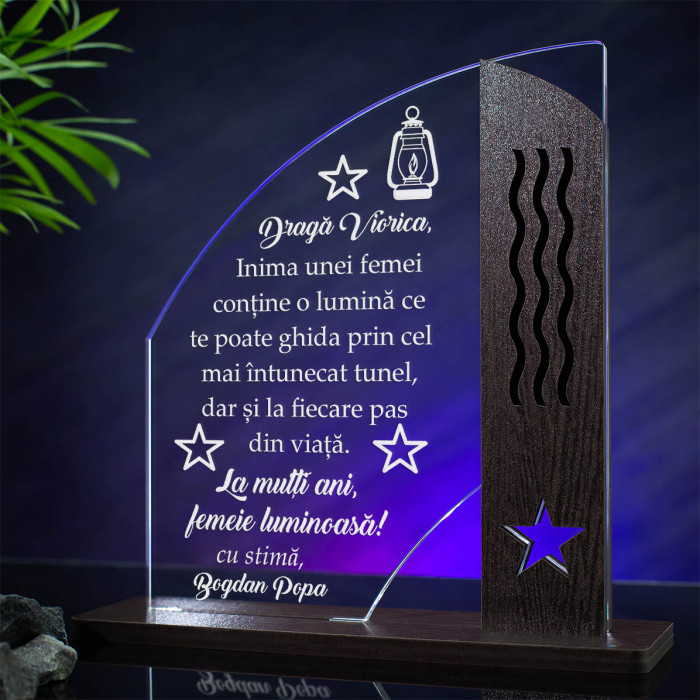 Trofeu Ziua Femeii, Femeia ghideaza, Cadou personalizat Doric
