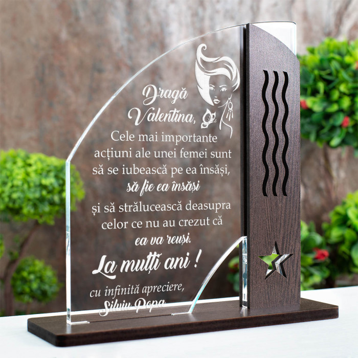 Trofeu Ziua Femeii, Incredere si succes, Cadou personalizat Doric
