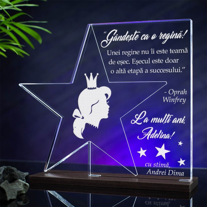 Trofeu Ziua Femeii, Etapa succesului, Cadou personalizat Stea